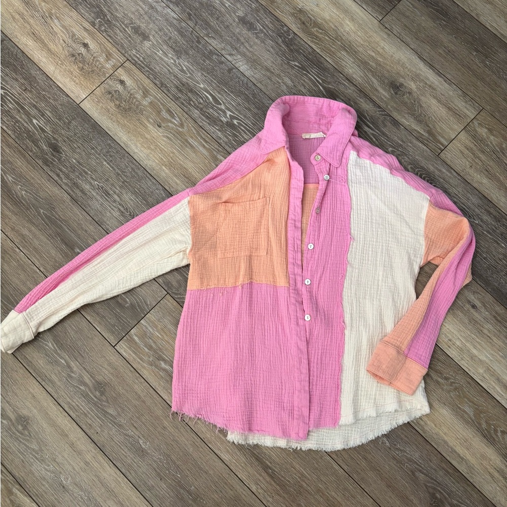 Vibrant Colorblock Button-Down Shirt